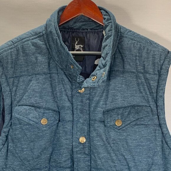 Kane & Unke Vest Mens 2XL Blue Snap Front Sleeveless Quilted Pockets Lined - Picture 2 of 11